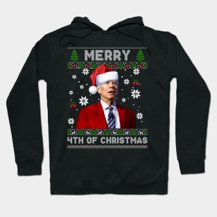 Merry 4th Of Christmas Funny Joe Biden Christmas Ugly Sweater Hoodie